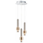 ET2 Lighting - ET2 Lighting E24753-SNSBR Reveal - 11 Inch 18W 3 LED Pendant - Tubular shaped pendants finished in Satin Nickel wReveal 11 Inch 18W 3 Satin Nickel/Satin B *UL Approved: YES Energy Star Qualified: n/a ADA Certified: n/a  *Number of Lights: Lamp: 3-*Wattage:6w PCB Integrated LED bulb(s) *Bulb Included:Yes *Bulb Type:PCB Integrated LED *Finish Type:Satin Nickel/Satin Brass