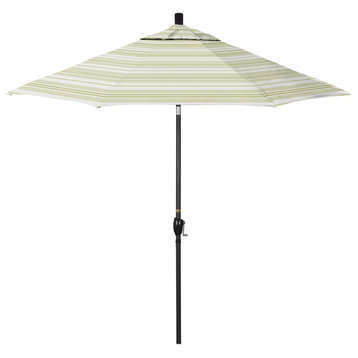 9' Patio Umbrella Black Pole Push Button Tilt Crank Lift Pacific Premium, Wellfleet Basil