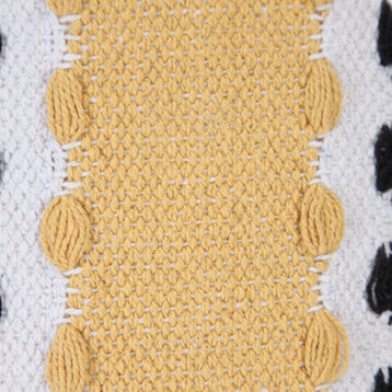 Metropolitan Woven Dash Grid Yellow Striped 14" x 36" Lumbar Throw Pillow
