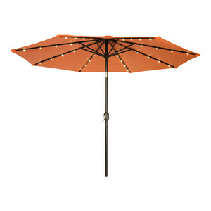 9 Auto Tilt Patio Umbrella With Led Lights Transitional Outdoor Umbrellas By Galtech