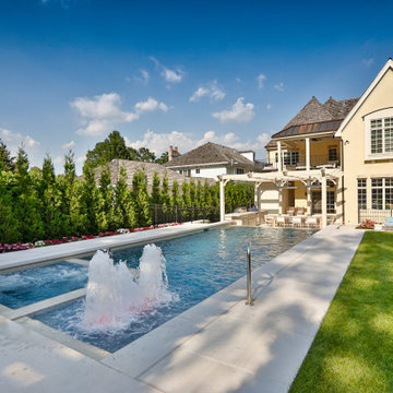 Hinsdale, IL Rectilinear Pool with Hot Tub Inside and Infinity Edge