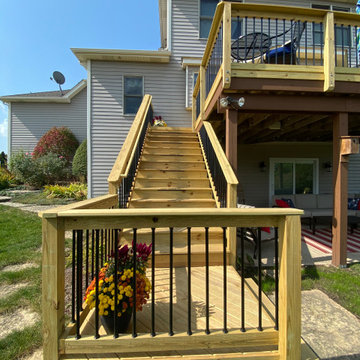 Pressure Treated Pine Deck Round Pickets & Gate in Sugar Grove, IL