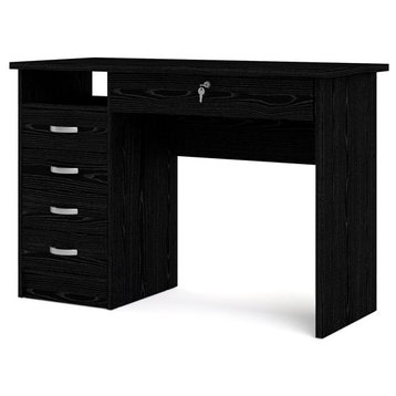 Tvilum Walden Desk with 5 Drawers in Black Woodgrain