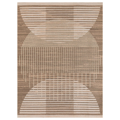Nourison Astra Machine Washable 5'3" x 7' Latte Mid-Century Modern Indoor Rug