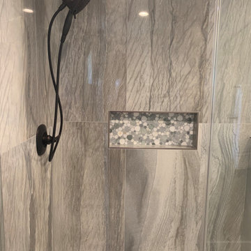MASTER SHOWER-Simple finishes coordinate w/Quartzite counters