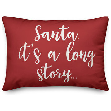 Santa, It's A Long Story, Red 14x20 Lumbar Pillow
