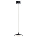 elan - elan Jeno LED Mini Pendant 83962MBK Matte Black - Simple looks can be eye-catching too. Jeno's Matte Black Finish and White Acrylic Diffuser work together with the disc shape and conical fixture top detail to create a Pendant that provides functional illumination and a focal piece.