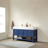 Pavia Vanity, Royal Blue With Artificial Stone Sink Top, 60", Without Mirror