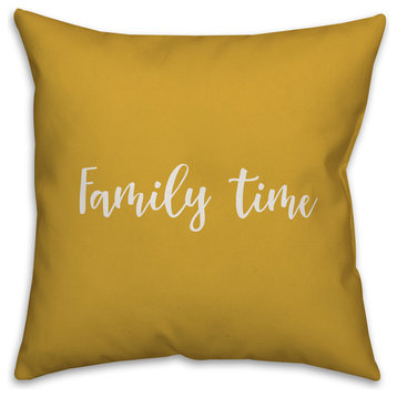 Family Time in Mustard 18x18 Throw Pillow Cover