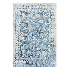 Traditional Vintage Decorative Plumes Rug, Blue, 5'x8'