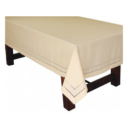 Xia Home Fashions - Double Hemstitch Easy Care Tablecloth, 65"x108", Ivory - Tablecloths