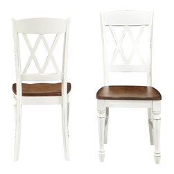 Rubbed White Wood Double X-Back Dining Chair (Set of 2) - Dining Chairs
