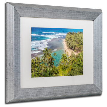 Pierre Leclerc 'Tropical Paradise' Matted Framed Art, Silver Frame, White, 14x11