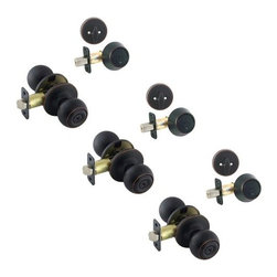 Designers Impressions - Ashland 6-Piece Oil Rubbed Bronze Entry Knob and Matching Deadbolt Set - Door Entry Sets