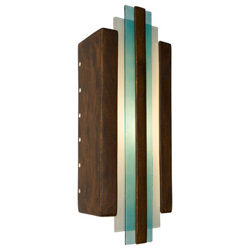 Empire Wall Sconce, Butternut and Turquoise, Bulb Type: E12