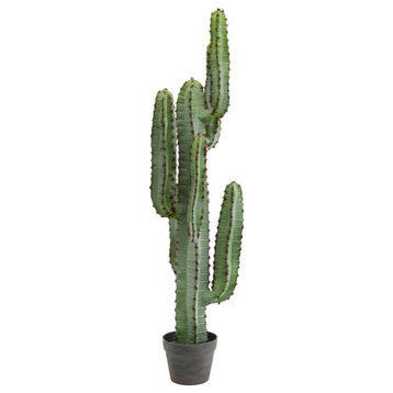 Vickerman 45" Artificial Green Finger Cactus in 8" Black Pot