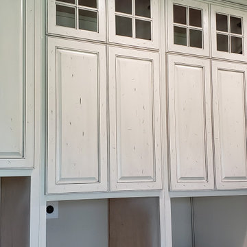 White Glazed with multi step blue finished island