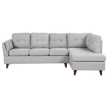 97.2" Modern Linen Fabric Sofa, L-Shape Couch with Chaise Lounge, Gray