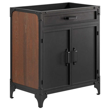 Modway Steamforge 30" Wood Bathroom Vanity Cabinet in Black/Walnut