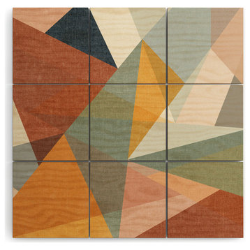 Little Arrow Design Co Modern Triangle Mosaic Multi Wood Wall Mural