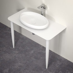 LUSSO STONE CELESTE VANITY UNIT SHELF WITH WHITE LEGS 1000 - Products