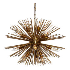 Sunburst 12-Light Brass Chandelier