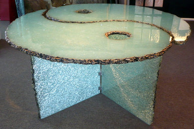 Yin Yang Custom Shattered Glass Table & Base