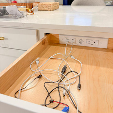 Modern Kitchen Island with Built-In In-Drawer Charging