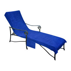 Pool Side Outdoor Lounge Chair Cover With 10" Back and Side Pocket, Royal Blue,