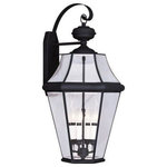 Livex Lighting - Livex Lighting 2366-04 Georgetown - Four Light Outdoor Wall Lantern - Shade Included: YesGeorgetown Four Ligh Black Clear Beveled  *UL: Suitable for wet locations Energy Star Qualified: n/a ADA Certified: n/a  *Number of Lights: Lamp: 4-*Wattage:60w Candelabra Base bulb(s) *Bulb Included:No *Bulb Type:Candelabra Base *Finish Type:Black