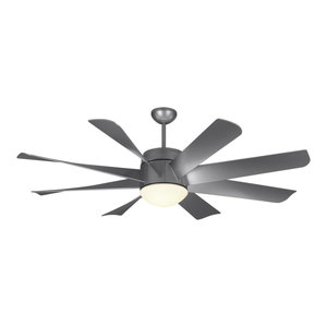56 Turbine Led Ceiling Fan In Painted Brushed Steel