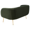 Patricia Poly Blend Loveseat Forest Green/Gold