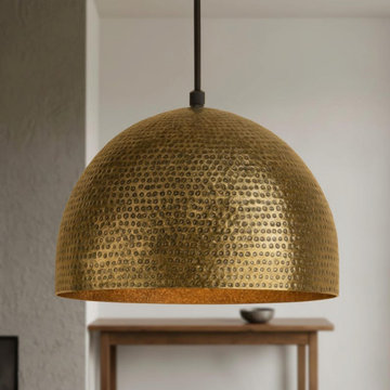 Brass dome ceiling light