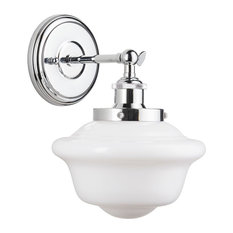 50 Most Por Chrome Bathroom Vanity Lights For 2018 Houzz Linea Di Liara Lavagna 1 Light Schoolhouse Wall Sconce With Milk Gl Polished Chrome
