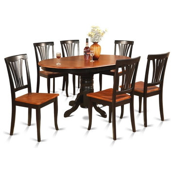 7-Piece Dining Room Set-Oval Table With Leaf And 6 Dining Chairs.