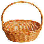 WaldImports - Wald Imports Brown Willow Decorative Storage Basket - 14-1/2-inch Oval Willow Basket. This gorgeous basket features a honey stained thick willow with braided rim and handle. Handle is situated length-wise to create a visually appealing gift basket. Or use as storage and organization for household items like towels, blankets, magazines, crafts or anything else that needs a home. Basket measures 14-1/2-inches by 10-1/2-inches and 5-inches deep, 14-inches tall with handles . Imported.