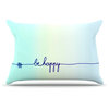Monika Strigel "Be Happy Aqua" Simple Blue Pillow Case, King, 36"x20"