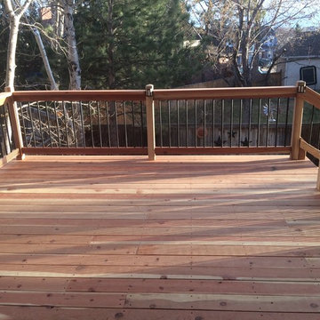 upper-level redwood deck
