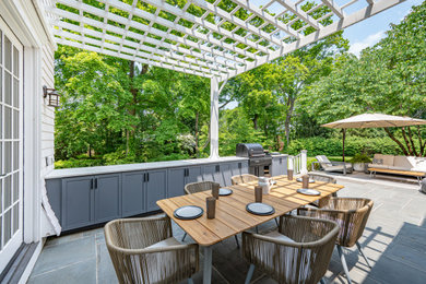 Greenwich Outdoor Pergola and Barbeque with Custom Cabinets