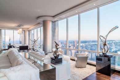 Trendy living room photo in New York