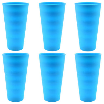 Break-Resistant Plastic Cups 18Oz, Reusable Design, Set of 6, Blue