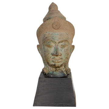 Antique Verdigris Thai Bronze Buddha