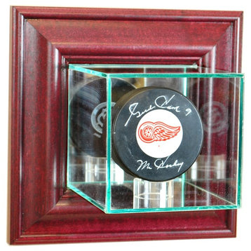 Wall Mounted Single Puck Display Case, Cherry