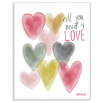 All You Need Is Love Hearts Watercolor Wall Plaque Art, 10x15