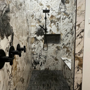 Walk-in Shower Bliss: Modern Bathroom with Marble Tile