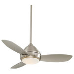 Minka Aire - Concept I 44" Ceiling Fan Brushed Nickel Silver Blade White O - Shade Included: Yes Rod Length(s): 6 x 0.75 Hardwire of Plug?: Hardwire Number of Bulbs Used: 1 Type/Wattage of Bulbs: LED 14W Are bulbs included? Yes UL Listed: Yes