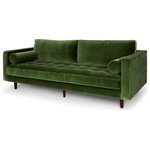 Primitive Collections - Roma Sofa in Green Velvet Fabric - Our Roma Collection is the perfect combination of elegance  and romance. Our velvet upholstered pieces feature a tufted seat, clean modern arms, dense foam, solid hardwood feet and neck roll pillows.