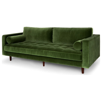 Roma Sofa in Green Velvet Fabric