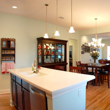 Kitchen, Dining, and Living