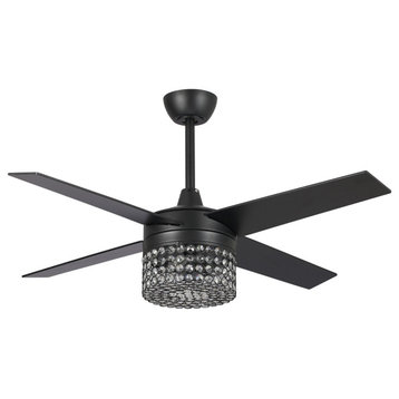 48 in Modern Ceiling Fan with Remote Control in Matte Black